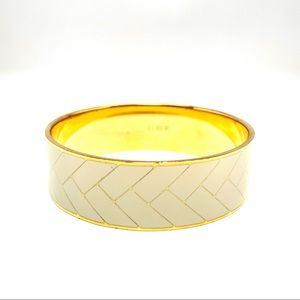J Crew Enamel Wide Bangle Bracelet Vanilla & Gold